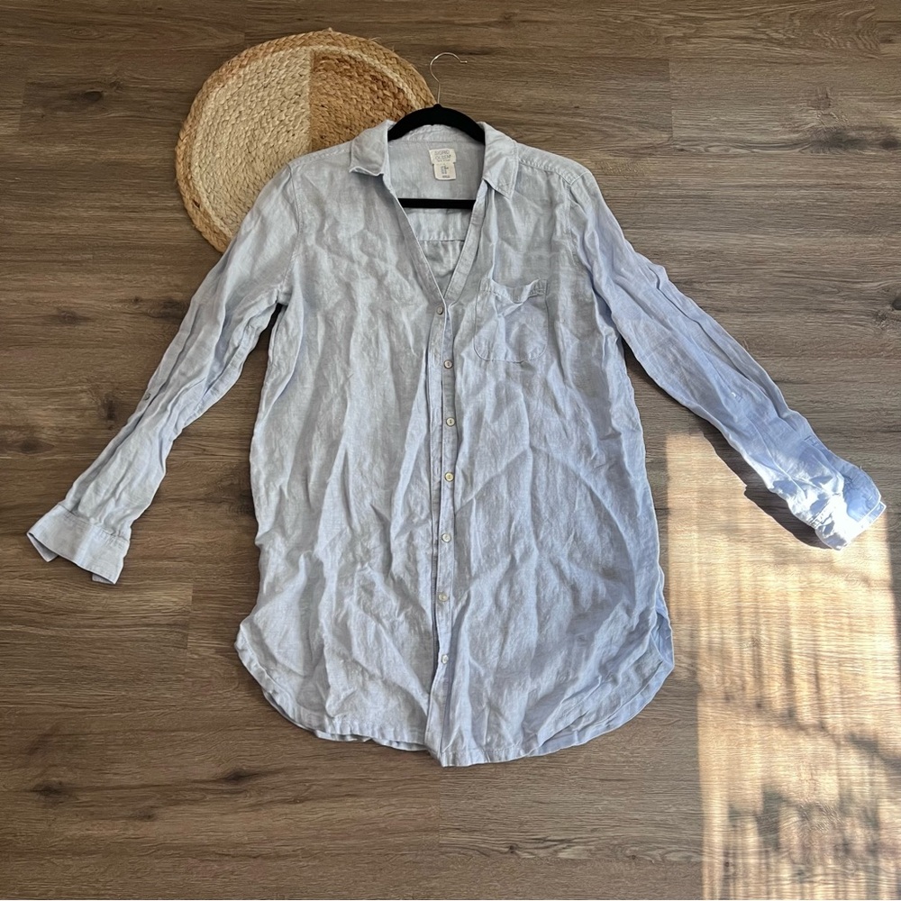 Sigrid Olsen 100% Linen Oversize Button Down Wome… - image 1